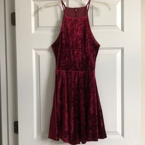 Lulus red velvet high neck cocktail dress women S